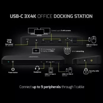 PORT dokovací stanice až pro 9 periferií přes USB-C, černá