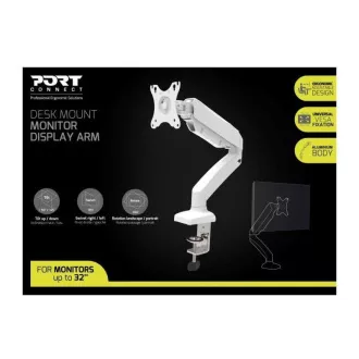 PORT držák na monitor na hranu stolu, VESA do 32", 1 rameno, bílá PORT držák na monitor na hranu stolu, VESA do 32", 1 rameno, bílá