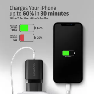 AXAGON ACU-PQ30, Sil nabíječka do sítě 30W, 2x port (USB-A + USB-C), PD3.0/PPS/QC4+/SFC/AFC/Apple, černá AXAGON ACU-PQ30, Sil nabíječka do sítě 30W, 2x port (USB-A + USB-C), PD3.0/PPS/QC4+/SFC/AFC/Apple, černá