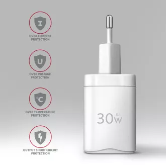 AXAGON ACU-PQ30W, Sil nabíječka do sítě 30W, 2x port (USB-A + USB-C), PD3.0/PPS/QC4+/SFC/AFC/Apple, bílá AXAGON ACU-PQ30W, Sil nabíječka do sítě 30W, 2x port (USB-A + USB-C), PD3.0/PPS/QC4+/SFC/AFC/Apple, bílá