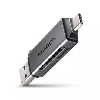 AXAGON CRE-DAC, USB-C + USB-A, 5 Gbps - MINI čtečka karet, 2-slot & lun SD/microSD, podpora UHS-I AXAGON CRE-DAC, USB-C + USB-A, 5 Gbps - MINI čtečka karet, 2-slot & lun SD/microSD, podpora UHS-I