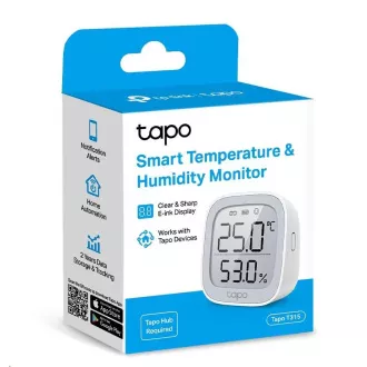 TP-Link Tapo T315 chytrý monitor teploty a vlhkosti s 2, 7" LCD displejem TP-Link Tapo T315 chytrý monitor teploty a vlhkosti s 2, 7" LCD displejem