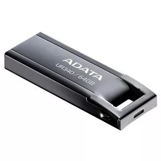 ADATA Flash Disk 64GB UR340, USB 3.2 Dash Drive, kov lesklá černá