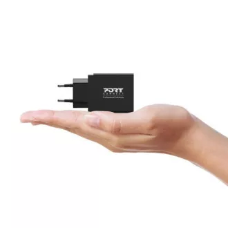 PORT síťová nabíječka pro USB-C a USB-A, 45 W, černá