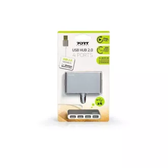PORT USB HUB, 4x USB 2.0, šedý