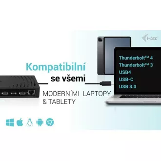 i-tec USB 3.0 / USB-C / Thunderbolt, 3x 4K Docking Station Gen 2 + PD 100W i-tec USB 3.0 / USB-C / Thunderbolt, 3x 4K Docking Station Gen 2 + PD 100W