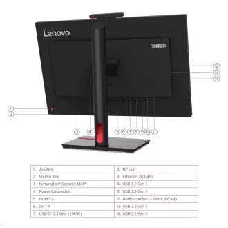 LENOVO LCD T24mv-30 - 23.8”, IPS, 16:9, 1920x1080, 4ms/6ms, 250cd/m2, 1000:1, VGA, DP, HDMI, 5xUSB, USB-C, RJ45, VESA, cam, rep, Pivt LENOVO LCD T24mv-30 - 23.8”, IPS, 16:9, 1920x1080, 4ms/6ms, 250cd/m2, 1000:1, VGA, DP, HDMI, 5xUSB, USB-C, RJ45, VESA, cam, rep, Pivt