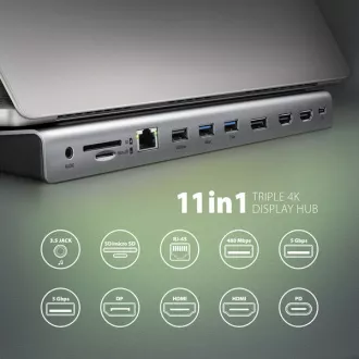 AXAGON HMC-4KX3 USB 5Gbps hub, 3x USB-A, 2x HDMI, DP, RJ-45 GLAN, SD/microSD, audio, PD 100W, kabel USB-C 40cm AXAGON HMC-4KX3 USB 5Gbps hub, 3x USB-A, 2x HDMI, DP, RJ-45 GLAN, SD/microSD, audio, PD 100W, kabel USB-C 40cm