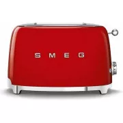 Smeg TSF01RDEU toustovač / topinkovač, 2 toasty, 6 úrovní opékání, zásuvka na drobky, styl 50. let, červená
