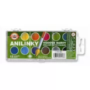 Barvy vodové Koh-I-Noor prům. 22,5mm anilin brilant 12barev