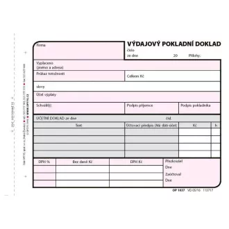 Tiskopis Výdajový pokl. doklad A6 100 listů OPTYS Tiskopis Výdajový pokl. doklad A6 100 listů OPTYS