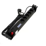 19" rozvodný panel ACAR 5x230V, vypínač, indikátor napětí, přepěťová ochrana, kabel 3m