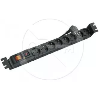 19" rozvodný panel ACAR 8x230V, vypínač, indikátor napětí, přepěťová ochrana, kabel 5m, 1, 5U