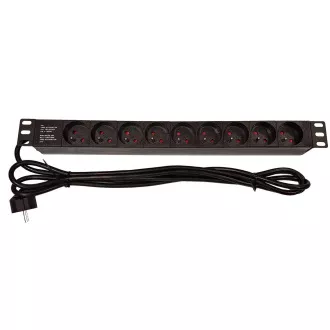 19" rozvodný panel LEXI-Net 9x230V, kabel 3m, 1U 19" rozvodný panel LEXI-Net 9x230V, kabel 3m, 1U
