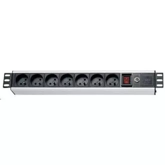 19" rozvodný panel XtendLan 5x230V, 2xIEC320-C13, ČSN, vypínač, indikátor napětí, nadproudová ochrana, kabel 1, 8m, 1, 5U