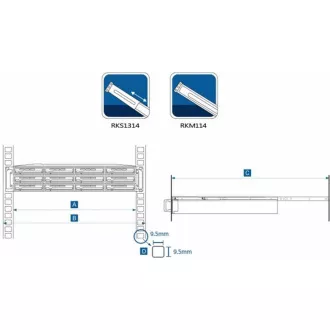 Synology RKM114 pevné ližiny pro RackStation RS422+, RS822+, RS822RP+, RS1221+, RS1619xs+, RX418