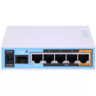 MikroTik hAP ac, 720MHz CPU, 128MB RAM, 5x LAN, 2.4+5GHz, Wi-Fi 802.11b/g/n/ac, SFP slot, vč. L4 MikroTik hAP ac, 720MHz CPU, 128MB RAM, 5x LAN, 2.4+5GHz, Wi-Fi 802.11b/g/n/ac, SFP slot, vč. L4