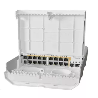 MikroTik Cloud Router Switch CRS318-16P-2S+OUT, 800MHz CPU, 256MB, 16x10/100/1000 (PoE-out), 2xSFP+, vč.L5, venkovní MikroTik Cloud Router Switch CRS318-16P-2S+OUT, 800MHz CPU, 256MB, 16x10/100/1000 (PoE-out), 2xSFP+, vč.L5, venkovní