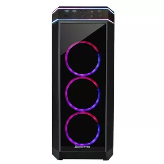 CHIEFTEC skříň STALLION II, ATX, 1x USB-C 3.2, 2x USB 3.1, 1x USB 2.0, 4x 120mm RGB Fan, černá