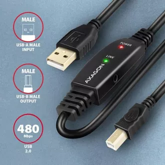 AXAGON ADR-220B, USB 2.0 A-M -> B-M aktivní propojovací / repeater kabel, 20m AXAGON ADR-220B, USB 2.0 A-M -> B-M aktivní propojovací / repeater kabel, 20m