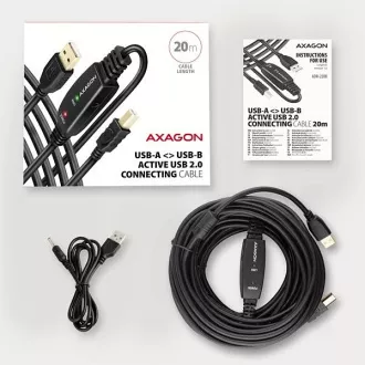 AXAGON ADR-220B, USB 2.0 A-M -> B-M aktivní propojovací / repeater kabel, 20m AXAGON ADR-220B, USB 2.0 A-M -> B-M aktivní propojovací / repeater kabel, 20m