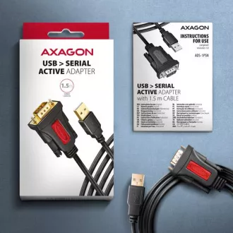 AXAGON ADS-1PSN, USB-A 2.0 - sériový RS-232 DB9-M Prolific adaptér / kabel 1.5m AXAGON ADS-1PSN, USB-A 2.0 - sériový RS-232 DB9-M Prolific adaptér / kabel 1.5m