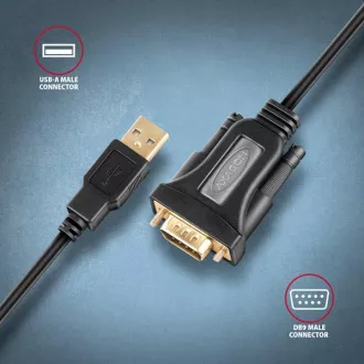 AXAGON ADS-1PQN, USB-A 2.0 - sériový RS-232 DB9-M FTDI adaptér / kabel 1.5m AXAGON ADS-1PQN, USB-A 2.0 - sériový RS-232 DB9-M FTDI adaptér / kabel 1.5m