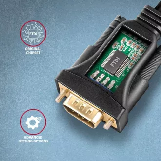 AXAGON ADS-1PQN, USB-A 2.0 - sériový RS-232 DB9-M FTDI adaptér / kabel 1.5m AXAGON ADS-1PQN, USB-A 2.0 - sériový RS-232 DB9-M FTDI adaptér / kabel 1.5m