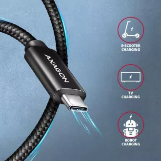 AXAGON BUCM2-CM10AB, CHARGE kabel USB-C <-> USB-C, 1m, Hi-Speed USB, PD 240W 5A, ALU, oplet, černý AXAGON BUCM2-CM10AB, CHARGE kabel USB-C <-> USB-C, 1m, Hi-Speed USB, PD 240W 5A, ALU, oplet, černý