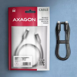 AXAGON BUCM2-CM10AB, CHARGE kabel USB-C <-> USB-C, 1m, Hi-Speed USB, PD 240W 5A, ALU, oplet, černý AXAGON BUCM2-CM10AB, CHARGE kabel USB-C <-> USB-C, 1m, Hi-Speed USB, PD 240W 5A, ALU, oplet, černý