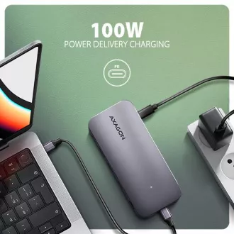 AXAGON HMC-12GM2, USB 10Gbps hub, 3x USB-A, USB-C, HDMI, DP, RJ-45 GLAN, M.2, SD/mSD, audio, PD 100W, kabel USB-C 50cm AXAGON HMC-12GM2, USB 10Gbps hub, 3x USB-A, USB-C, HDMI, DP, RJ-45 GLAN, M.2, SD/mSD, audio, PD 100W, kabel USB-C 50cm