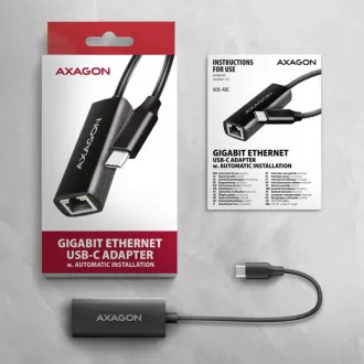 AXAGON ADE-ARC, USB-C 3.2 Gen 1 - Gigabit Ethernet síťová karta, Realtek 8153, auto instal AXAGON ADE-ARC, USB-C 3.2 Gen 1 - Gigabit Ethernet síťová karta, Realtek 8153, auto instal