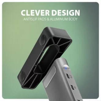 AXAGON HMC-10HLS, USB 5Gbps hub, 4x USB-A, HDMI 4k/60Hz, RJ-45 GLAN, SD/mSD, PD 100W, kabel USB-C 25cm
