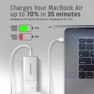 AXAGON ACU-DPQ65W, GaN nabíječka do sítě 65W, 3x port (USB-A + dual USB-C), PD3.0/QC4+/PPS/Apple, bílá AXAGON ACU-DPQ65W, GaN nabíječka do sítě 65W, 3x port (USB-A + dual USB-C), PD3.0/QC4+/PPS/Apple, bílá