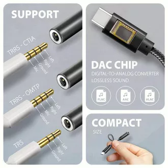 AXAGON ADA-HC, USB-C na 3.5mm jack - Hi-Res DAC audio adaptér, 384kHz/32bit, stereo AXAGON ADA-HC, USB-C na 3.5mm jack - Hi-Res DAC audio adaptér, 384kHz/32bit, stereo
