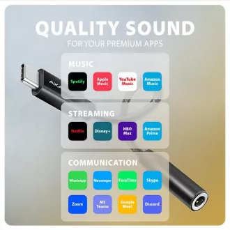 AXAGON ADA-HC, USB-C na 3.5mm jack - Hi-Res DAC audio adaptér, 384kHz/32bit, stereo AXAGON ADA-HC, USB-C na 3.5mm jack - Hi-Res DAC audio adaptér, 384kHz/32bit, stereo