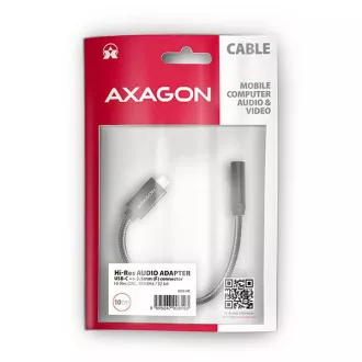 AXAGON ADA-HC, USB-C na 3.5mm jack - Hi-Res DAC audio adaptér, 384kHz/32bit, stereo AXAGON ADA-HC, USB-C na 3.5mm jack - Hi-Res DAC audio adaptér, 384kHz/32bit, stereo