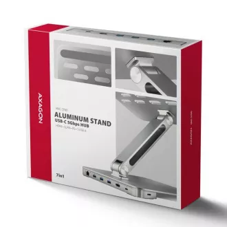 AXAGON HMC-STND, stojan pro 10"-17" notebooky, USB 5Gbps hub, 3x USB-A, HDMI 4k/60Hz, RJ-45, PD 100W, kabel USB-C 60cm AXAGON HMC-STND, stojan pro 10"-17" notebooky, USB 5Gbps hub, 3x USB-A, HDMI 4k/60Hz, RJ-45, PD 100W, kabel USB-C 60cm