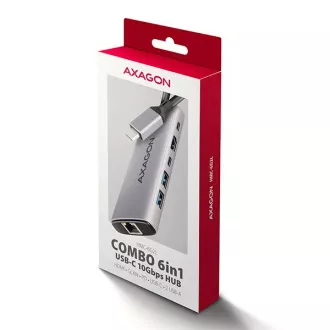 AXAGON HMC-6G2L, USB 10Gb/s hub, 2x USB-A, 1x USB-C, HDMI 4k/60, RJ-45, PD 100W, kabel USB-C 15cm AXAGON HMC-6G2L, USB 10Gb/s hub, 2x USB-A, 1x USB-C, HDMI 4k/60, RJ-45, PD 100W, kabel USB-C 15cm