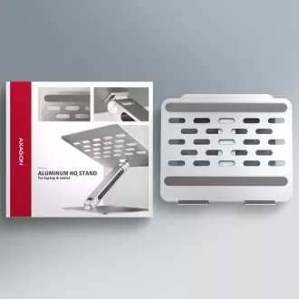 AXAGON STND-LQ hliníkový HQ stojan na notebook 10"-17.3" nastavitelná výška a úhel, šedý AXAGON STND-LQ hliníkový HQ stojan na notebook 10"-17.3" nastavitelná výška a úhel, šedý