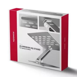 AXAGON STND-LQ hliníkový HQ stojan na notebook 10"-17.3" nastavitelná výška a úhel, šedý AXAGON STND-LQ hliníkový HQ stojan na notebook 10"-17.3" nastavitelná výška a úhel, šedý