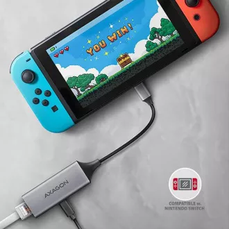 AXAGON ADE-TXPD, USB-C 3.2 Gen 1 - Gigabit Ethernet síťová karta, Asix AX88179, PD 100W, auto instal AXAGON ADE-TXPD, USB-C 3.2 Gen 1 - Gigabit Ethernet síťová karta, Asix AX88179, PD 100W, auto instal