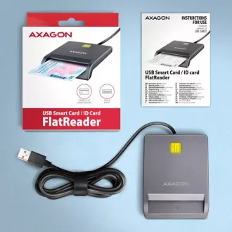 AXAGON CRE-SM3T, USB-A FlatReader čtečka kontaktních karet Smart card (eObčanka), kabel 1.3m AXAGON CRE-SM3T, USB-A FlatReader čtečka kontaktních karet Smart card (eObčanka), kabel 1.3m