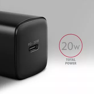 AXAGON ACU-PD20, nabíječka do sítě 20W, 1x port USB-C, PD3.0/PPS/QC4+/AFC/Apple, černá AXAGON ACU-PD20, nabíječka do sítě 20W, 1x port USB-C, PD3.0/PPS/QC4+/AFC/Apple, černá