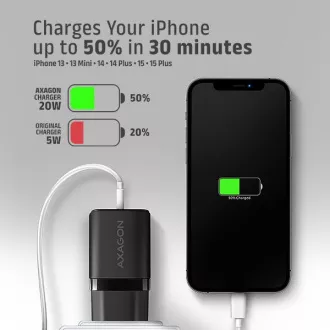 AXAGON ACU-PD20, nabíječka do sítě 20W, 1x port USB-C, PD3.0/PPS/QC4+/AFC/Apple, černá AXAGON ACU-PD20, nabíječka do sítě 20W, 1x port USB-C, PD3.0/PPS/QC4+/AFC/Apple, černá