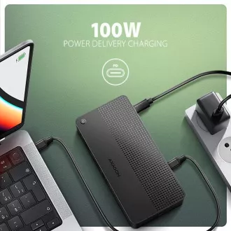 AXAGON HMC-U4, USB4 40Gbps dock, 3x USB-A, 2x USB-C, HDMI & DP 8K/30Hz, RJ-45, SD/mSD, audio, PD 100W, kabel USB-C 80cm AXAGON HMC-U4, USB4 40Gbps dock, 3x USB-A, 2x USB-C, HDMI & DP 8K/30Hz, RJ-45, SD/mSD, audio, PD 100W, kabel USB-C 80cm