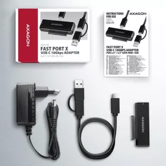 AXAGON ADSA-FPX, USB-C 10Gbps - SATA 6G, 2.5"/3.5" SSD/HDD FAST PORT X adaptér, vč. AC napáječe AXAGON ADSA-FPX, USB-C 10Gbps - SATA 6G, 2.5"/3.5" SSD/HDD FAST PORT X adaptér, vč. AC napáječe
