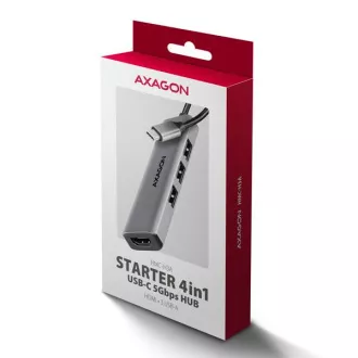 AXAGON HMC-H3A, USB 5Gbps hub, 3x USB-A, HDMI 4k/30Hz, kabel USB-C 15cm AXAGON HMC-H3A, USB 5Gbps hub, 3x USB-A, HDMI 4k/30Hz, kabel USB-C 15cm