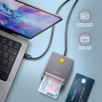 AXAGON CRE-SM3TC, USB-C FlatReader čtečka kontaktních karet Smart card (eObčanka), kabel 1.2m AXAGON CRE-SM3TC, USB-C FlatReader čtečka kontaktních karet Smart card (eObčanka), kabel 1.2m