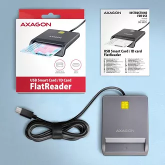 AXAGON CRE-SM3TC, USB-C FlatReader čtečka kontaktních karet Smart card (eObčanka), kabel 1.2m AXAGON CRE-SM3TC, USB-C FlatReader čtečka kontaktních karet Smart card (eObčanka), kabel 1.2m